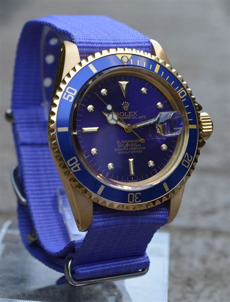 rolex blue submariner strap|Rolex with nato strap.